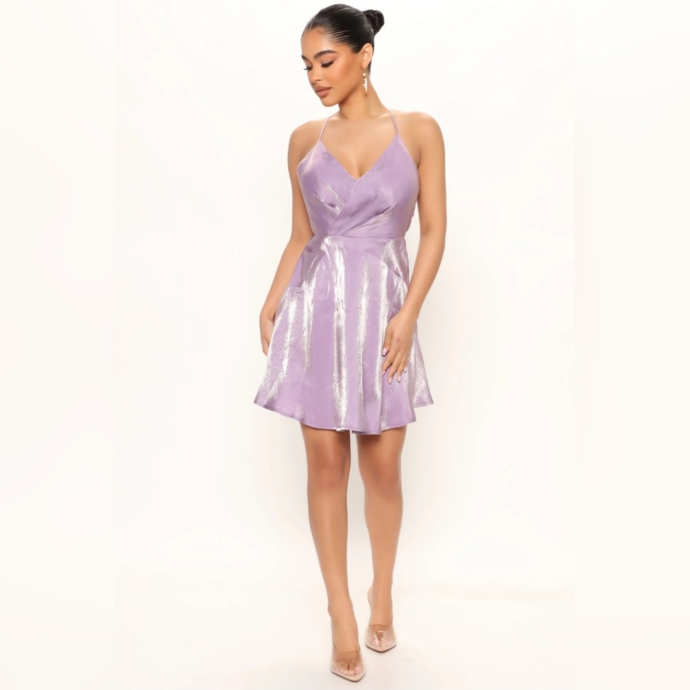 NWT Iridescent Fit And Flare Dress Lilac